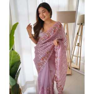 ชุดราตรีปักลายหลายเส้นและลำดับชุดส่าหรีสำหรับงานปาร์ตี้ - Product Image 4