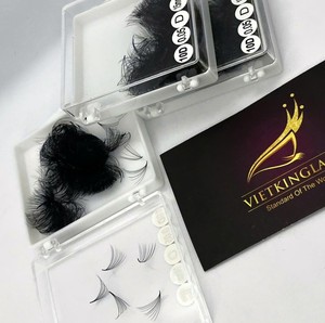 Extensiones de Pestañas de Volumen Preformadas de Pelo Sintético Hechas a Mano, Curvatura CC/D/DD/M/L, Longitud 7-20mm, Base Puntiaguda Negra Mate, Efecto Abierto - Product Image 1