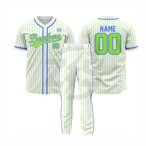 Ensemble uniforme de baseball Zersia International Bombers, blanc, bleu, rouge, à rayures fines, pour homme adulte, en polyester respirant, par sublimation - Product Image 5
