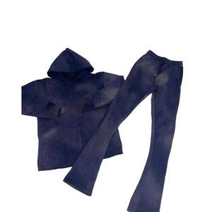 Conjunto Deportivo de Dos Piezas para Mujer, Estilo Desgastado con Lavado Ácido, Sudadera con Capucha de Alta Calidad, Logotipo Personalizado, Venta al Por Mayor - Product Image 4