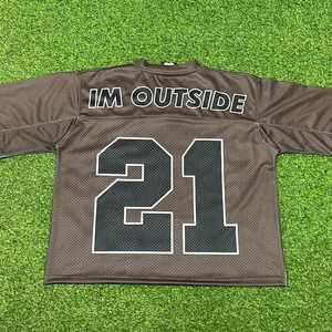 Maillot en maille surdimensionné imprimé personnalisé unisexe rétro Boxy haut court maillot de football américain t-shirt de mode de football vierge - Product Image 2