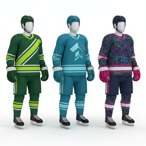 Ensemble d'uniformes de hockey sur glace personnalisés pour adultes, légers, à manches courtes, de haute qualité, avec nom d'équipe, dernière arrivée, en polyester - Product Image 3