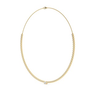 Collar Minimalista con Bisel de Diamantes Cultivados en Laboratorio, Corte Esmeralda Redondo, 16 Pulgadas - Product Image 3