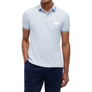 Polo de punto piqué de alta calidad, corte ajustado, para hombre, elástico, de algodón premium, informal, con logotipo bordado personalizado. - Product Image 1