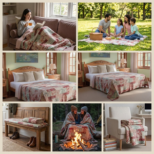 Indian Cotton Hand Block Printed Kantha Twin Quilt <b>Throw</b> 150x220 cm Hand Embroidered Handmade Bedspread Boho Bedroom Bedding Set - Product Image 6
