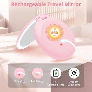 Espejo de Maquillaje Compacto y Portátil de Viaje con Luz LED Ancha de 4.8 Pulgadas, Aumento de 1x/20x, Recargable e Iluminado - Product Image 2