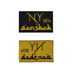 Etiquetas de damasco tejidas personalizadas de primera calidad, corte fusible y borde láser, lavables, estilo rectangular para prendas y bolsos, logotipo de marca - Product Image 1