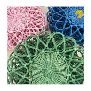 Bohemian-Stil Rattan-Tischset, authentische Rattan-Platzteller, individuell anpassbare Form, leichte flache Rattan-Matte, Helen Top - Product Image 1