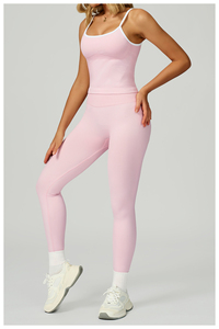 Nuevos Conjuntos de Yoga de 2 Piezas para Mujer, Color Sólido, Ropa Deportiva Transpirable y Ecológica para Gimnasio y Fitness, 2026 - Product Image 2