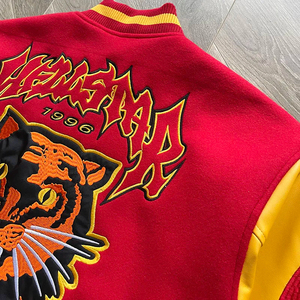 OEM Custom Logo Letterman Baseball Varsity Jackets Leather Sleeve Tiger Stitch Casual Street Wear Men Waterproof Windproof - Product Image 6