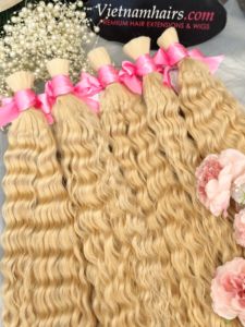 Extensiones de Cabello Virgen Vietnamita 100% Premium – Cabello Largo y Liso a Granel, Sin Químicos, Cutícula Completa, Colores Rubio Claro - Product Image 6