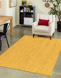 Yellow Jute <b>Rug</b> Handmade Natural Fiber Area Carpet <b>Boho</b> Farmhouse Floor Mat For Living Room Bedroom Decor - Product Image 1