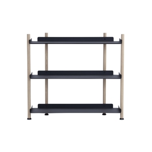 Industrial Modern <b>Open</b> Bookshelf with 3 Black Metal Tiers and Durable Wooden Supports for Living Room Decor - Product Image 2