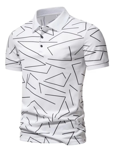 Camiseta de Hombre con Estampado 3D de Rayas, 100% Algodón, Secado Rápido, Estilo Casual, Moda Urbana, Manga Corta, Cierre de Botones - Product Image 4