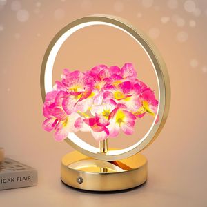 Rechargeable Cordless 3 Way Dimmable <b>Small</b> Night <b>Light</b> Hydrangeas Flower Touch Lamp Birthday Gifts for Women Mom Table Lamps - Product Image 1