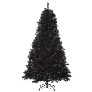 Albero di Natale Artificiale Pieghevole di Alta Qualità, Nero, 2,13 m, Apertura Automatica, Stile Halloween per Decorazioni Interne - Product Image 1