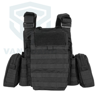 Gilet tactique modulaire multifonctionnel en polyester noir, personnalisable et élégant, pour l'entraînement en extérieur, avec système Molle détachable