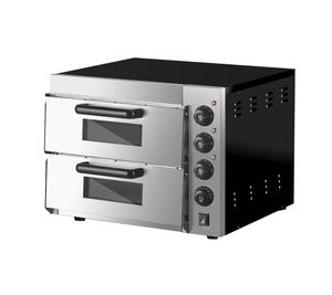 Four à pizza commercial à double étage haute efficacité 220V en acier inoxydable, four à pizza électrique avec contrôle de température indépendant - Product Image 1