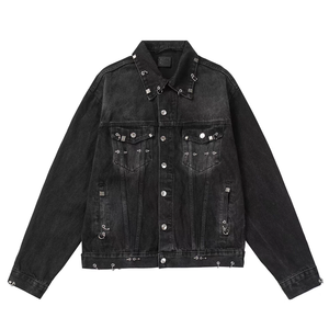 <b>Men's</b> Washed Denim <b>Jacket</b> Regular Fit Turn-down Collar Single Breasted Button Closure Casual Autumn Wear - Product Image 1