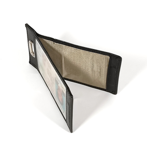 [New Item]Castello High Quality Cowhide Vegetable Tanned Leather RFID Secure <b>ID</b> Badge <b>Holder</b> Open Closure Slim Lightweight Black - Product Image 2