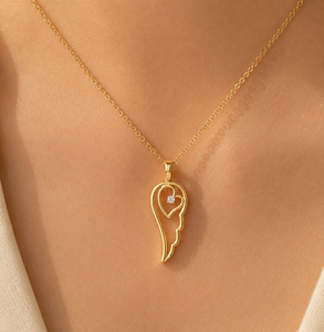 จี้เพชรทรงกลมเพาะเลี้ยงในห้องปฏิบัติการ สร้อยคอทองคำแท้ 14K 18K รูปทรงครึ่งปีก DEF VVS ของขวัญเครื่องประดับชั้นดีสำหรับงานหมั้น ขายส่ง - Product Image 1