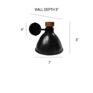 Industrial black wall lamp Nordic metal wall <b>sconce</b> vintage bedside wall <b>light</b> modern loft wall fixture wooden accent wall lamp - Product Image 2