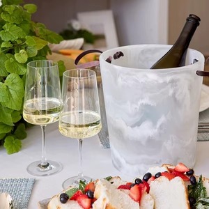 Seau à glace en résine transparente de haute qualité, écologique, avec poignées en cuir nouées, pour mariage, hôtel, rangement de bouteilles et couvercles de bocaux - Product Image 5