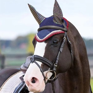 Bonnet d'oreille pour cheval en maille avec bordure rouge, léger, lavable, respirant, séchage rapide, protection anti-mouches, design unique - Product Image 5