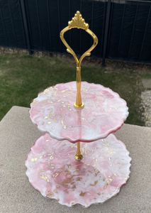Customizable Eco-Friendly Handmade Epoxy Resin Tiered Serving <b>Stand</b> <b>3</b>-<b>Tier</b> Effect <b>Cake</b> Riser for Modern Wedding Parties Home - Product Image 6
