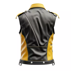 Gilet de motard en cuir de vache véritable fait main pour homme, respirant, col en V, qualité supérieure, vente en gros, personnalisable, Mine Rate Sports - Product Image 6