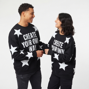 Heavy Weight Printed Oversized Crewneck Sweatshirt Unisex Winter Knitted Cotton Breathable Loose Fit Sweat Shirrt Men Women - Product Image 3