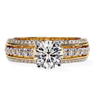 Anillo de compromiso con diamante cultivado en laboratorio de 0.80 quilates con piedras laterales graduadas en oro rosa de 14k, oro amarillo o oro blanco. - Product Image 1