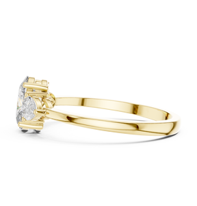 Bague de fiançailles en or jaune avec moissanite taille ovale et pierres latérales marquise, grappe florale, pour femme, bijoux personnalisés - Product Image 5