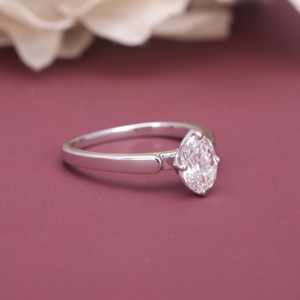 IGI Certified Oval Lab Grown Diamond Solitaire Engagement <b>Ring</b> 14K White / Rose And Yellow Gold Classic 4 Prong <b>Ring</b> for Women - Product Image 2