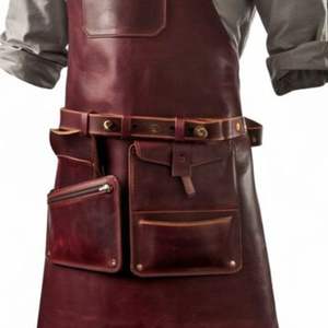 Delantal de Cuero Crazy Horse para Trabajos de Ferretería, Delantal de Cuero para Hombres, Trabajos en Madera, Carniceros, con Bolsillos - Product Image 2