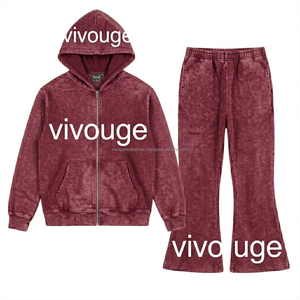 Ensemble de survêtement homme OEM ODM, personnalisable avec logo, sweat à capuche zippé et pantalon de jogging en molleton, style streetwear, vente en gros, faible MOQ, prix usine - Product Image 5