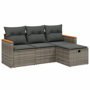 Conjunto de Sofás de Jardín de Ratán PE Gris Modular Compacto, Colección de Muebles Elegantes para Exteriores - Product Image 2