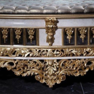 Ensemble de meubles de chambre d'hôtel de luxe de style baroque européen, lit king size capitonné, table de chevet en acajou sculpté à la main, lit principal - Product Image 5