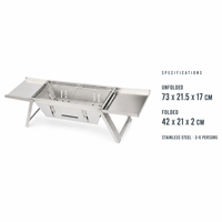 Barbecue portable en acier inoxydable, barbecue au charbon de bois pliable avec tables latérales pour pique-nique en plein air, camping, cuisine