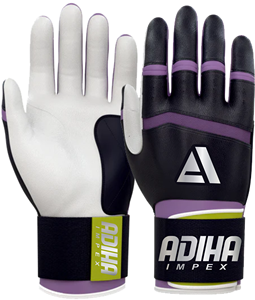 Gants de frappe de baseball en cuir haut de gamme Adiha Impex, entièrement blancs, fermeture auto-agrippante, unisexe, adulte, entraînement, toucher doux, durables - Product Image 1