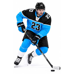 Maillot de hockey sur glace pour homme, bleu et noir, sublimé, col en V, manches longues, évacuation de l'humidité, coupe classique, vêtements pour adultes - Product Image 5