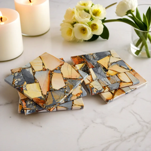 Posavasos de piedra de jaspe Maligano natural, diseño elegante de mármol para bebidas, café, alimentos, y para decoración. - Product Image 3