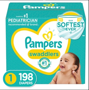 Couches-culottes Swaddlers Taille 1, 198 unités, 100% Coton, Douces, Respirantes, Protection 3D Anti-Fuites, Nos couches les plus douces jamais conçues pour les nouveau-nés de 3,6 à 6,4 kg - Product Image 1