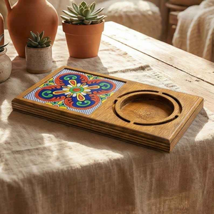 Plateau de service en bois fait main, design moderne et solide, forme rectangulaire, écologique, passe au lave-vaisselle, pour plats et assiettes de mariage - Product Image 1