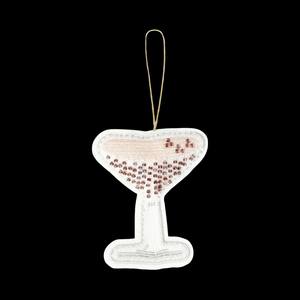 Ornement suspendu en verre à cocktail Zari, décoration artisanale perlée pour verre à martini, pour Noël, décoration de fête et cadeau de remerciement, vente en gros - Product Image 4