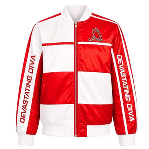 Delta |   Sigma |   Chaqueta Universitaria Theta Sorority Devastating Diva, Color Rojo y Blanco, Cierre de Cremallera Frontal con Logotipo, Chaqueta de Béisbol para Mujer - Product Image 1