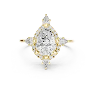Bague en or avec diamant de laboratoire taille poire 2 carats, sertie en grappe en forme de goutte, couleur éclatante, certifiée E, unisexe, bijou d'héritage élégant - Product Image 1