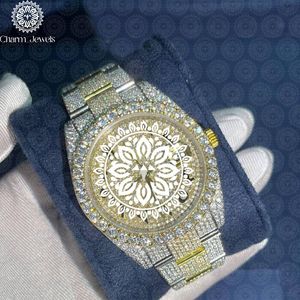 Montre de luxe Charm Jewels en acier inoxydable, boîtier de 40 mm, mouvement mécanique analogique, verre cristal, montre de mode pour homme, date automatique - Product Image 5