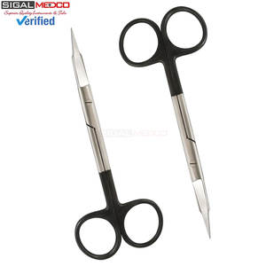 Juego de 2 tijeras quirúrgicas manuales de precisión de acero inoxidable curvadas y rectas de 5 pulgadas, marca Goldman Fox, con certificación CE, para eliminación de verrugas cutáneas - Product Image 3