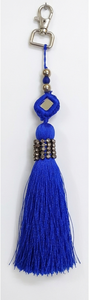 Blue Rayon <b>Tassel</b> With Beaded Top And Metal Clasp <b>For</b> Decorative Use - Product Image 2